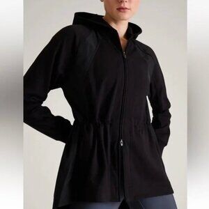 ATHLETA Triumph Hybrid Jacket – Size Medium – Black Hooded Zip-Up